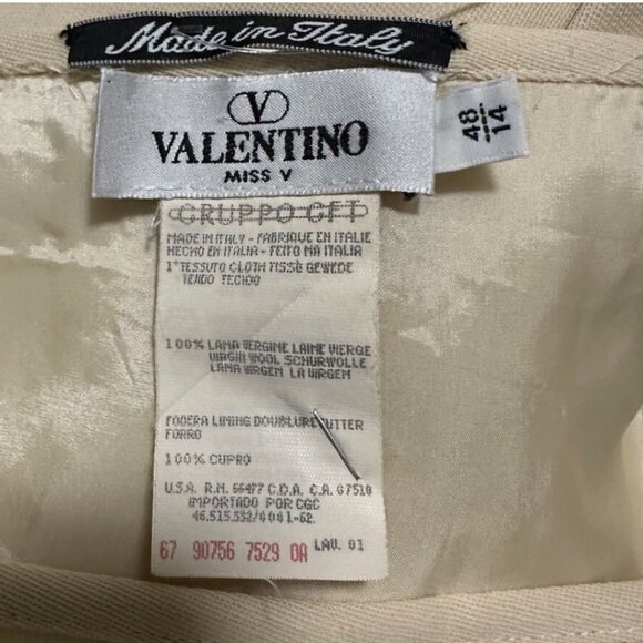 Valentino Miss V Italy Vintage Blazer Skirt Suit Cream Sz 14 Wool - Picture 8 of 8